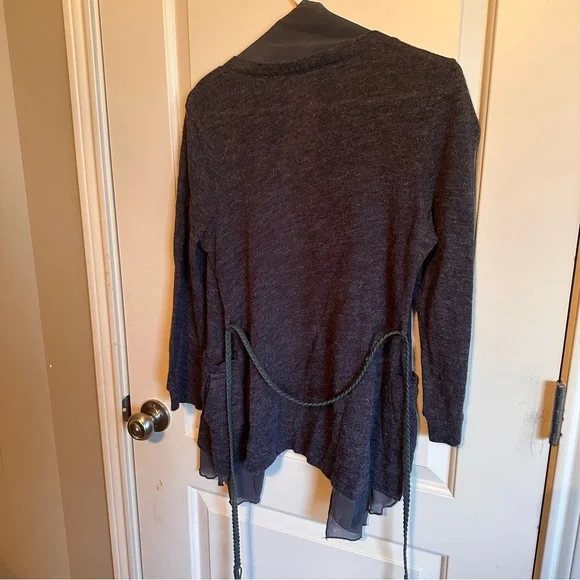 Bluebird Size L dark grey cardigan with sheer around edges - Picture 6 of 7